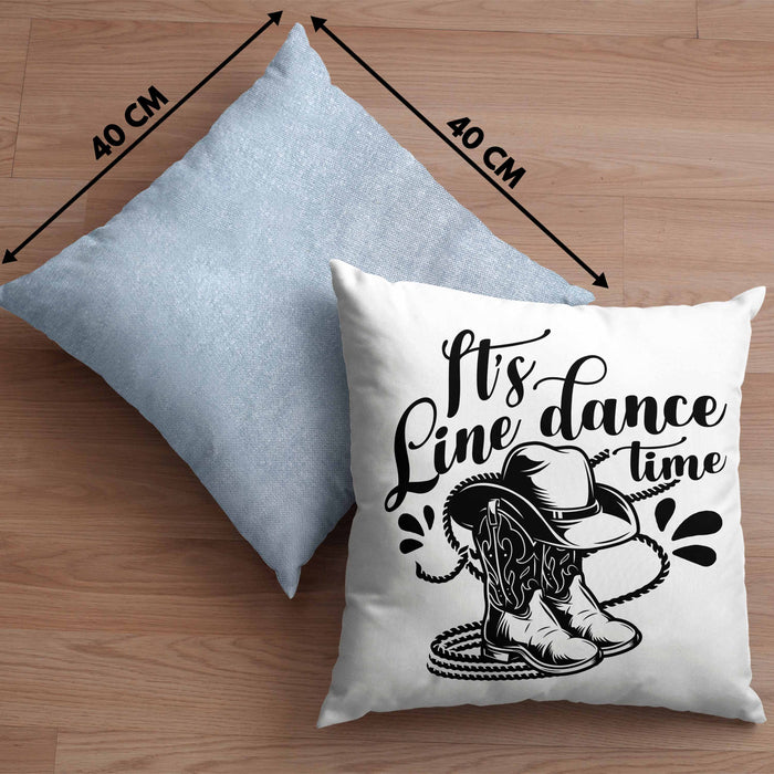 Lustige Kissen mit Füllung 40x40 "It's Line Dance Time" Geschenk Line Dance Fans (Grau) Blau Trendation