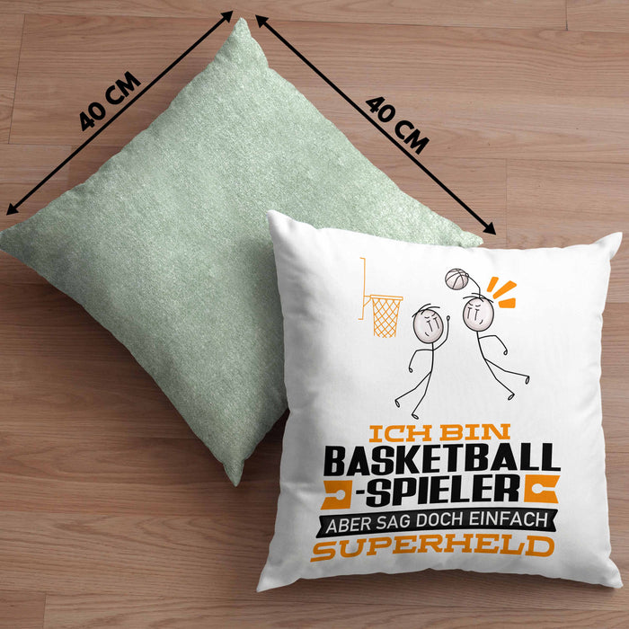 Basketballspieler Geschenk Kissen mit Füllung 40x40 Ich Bin Basketballspieler Aber Sag Doch Einfach Superheld Lustige Geschenkdiee für Basketballspieler (Grau) Grün Trendation