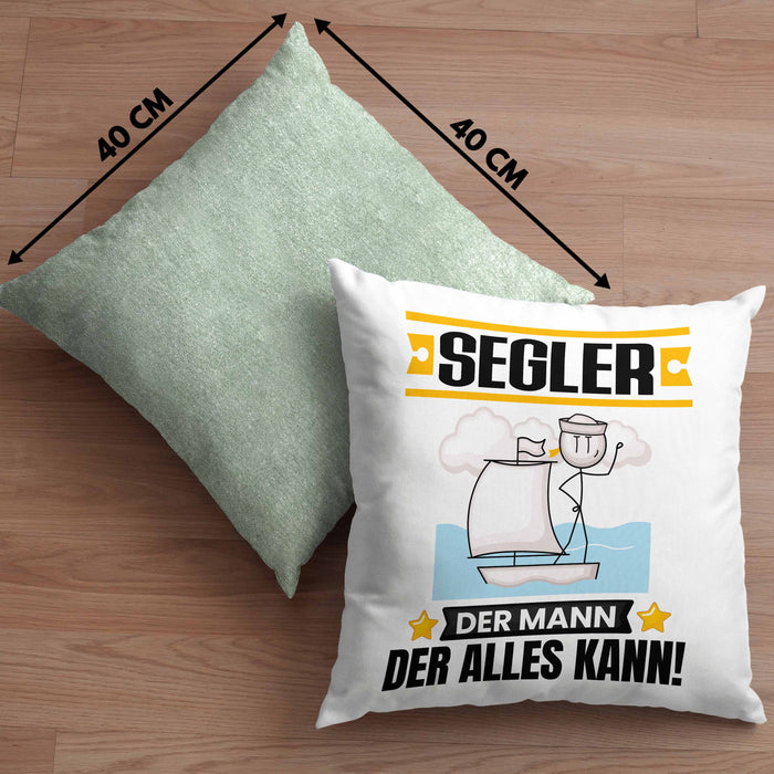 Segler Kissen mit Füllung 40x40 Geschenk für Segler Der Mann Der Alles Kann Geschenkidee zum Geburtstag (Grau) Grün Trendation