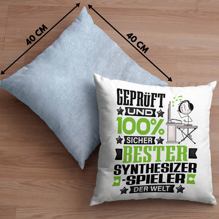 Synthesizer-Spieler Geschenk Lustiger Spruch für Synthesizer-Spieler Geschenkidee Bester Synthesizer-Spieler Der WeltKissen mit Füllung 40x40 (Grau) Blau Trendation