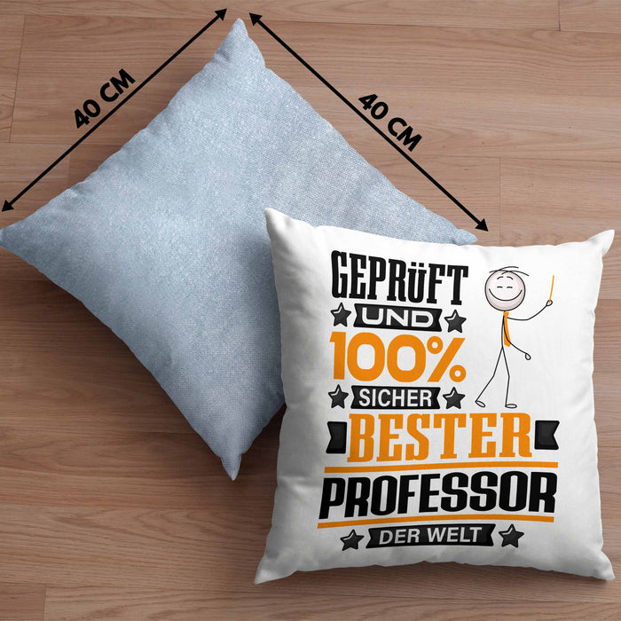 Professor Geschenk Lustiger Spruch für Professor Geschenkidee Bester Professor Der WeltKissen mit Füllung 40x40 (Grau) Blau Trendation