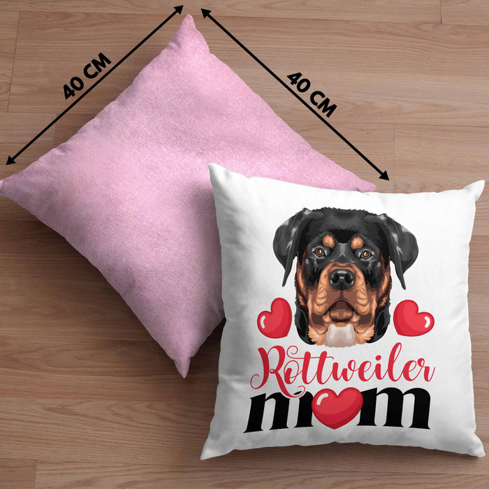 Rottweiler Besitzer Mom Mama Kissen mit Füllung 40x40 Geschenk Lustiger Spruch Geschenkidee Rottweiler Besitzerin (Grau) Rosa Trendation
