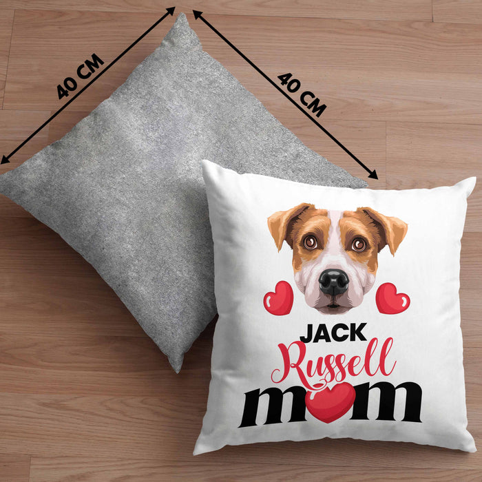 Jack Russell Besitzer Mom Mama Kissen mit Füllung 40x40 Geschenk Lustiger Spruch Geschenkidee Jack Russell Besitzerin (Grau) Grau Trendation