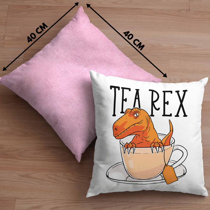 Dinosaurier Kissen mit Füllung 40x40 Geschenk Tea Rex Kissen mit Füllung 40x40 Geschenk Dino T-Rex Geschenk Für Jungs (Grau) Rosa Trendation