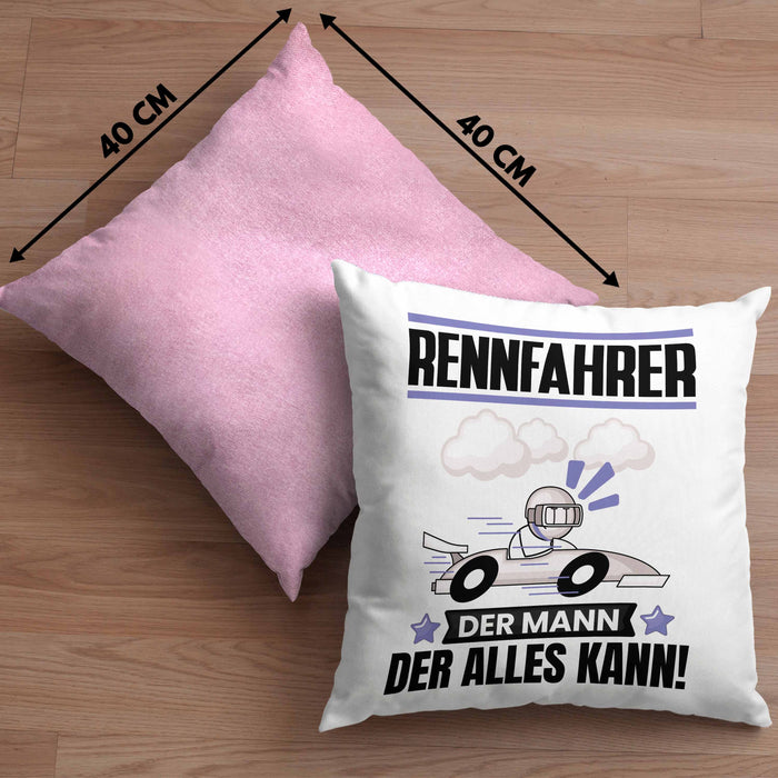Rennfahrer Kissen mit Füllung 40x40 Geschenk für Rennfahrer Der Mann Der Alles Kann Geschenkidee zum Geburtstag (Grau) Rosa Trendation