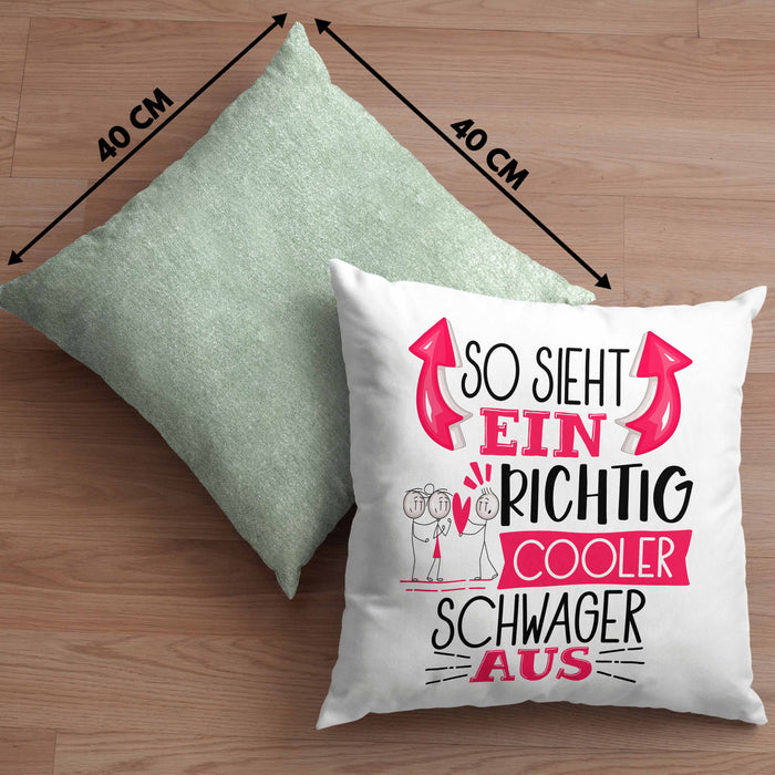 So Sieht Ein Richtig Cooler Schwager Aus Geschenk Kissen mit Füllung 40x40 Lustiger Spruch Geschenkidee (Grau) Grün Trendation