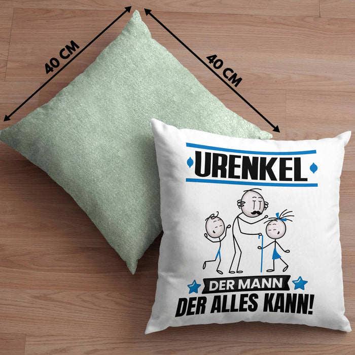 Urenkel Kissen mit Füllung 40x40 Geschenk für Urenkel Der Mann Der Alles Kann Geschenkidee zum Geburtstag (Grau) Grün Trendation