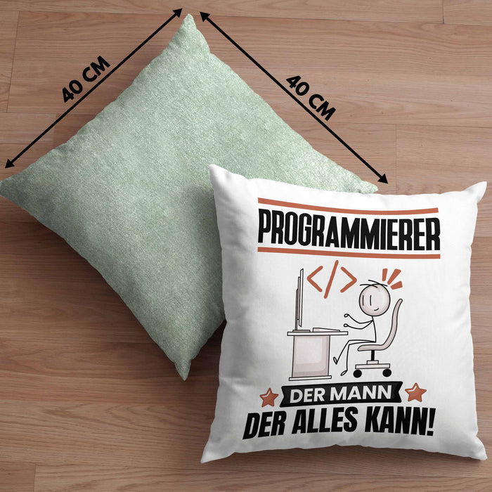 Programmierer Kissen mit Füllung 40x40 Geschenk für Programmierer Der Mann Der Alles Kann Geschenkidee zum Geburtstag (Grau) Grün Trendation