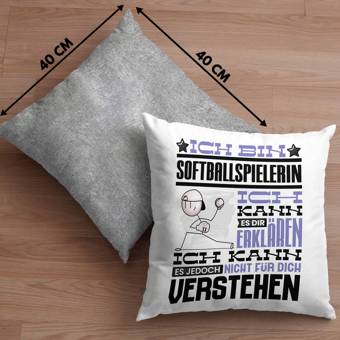 Softballspielerin Geschenk Kaffee-Kissen mit Füllung 40x40 Geschenkidee für Softballspielerin Ich Bin Softballspielerin Ich Kann Es Dir Erklären Jedoch Nicht Für Dich Verstehen Spruch Lustig (Grau) Grau Trendation