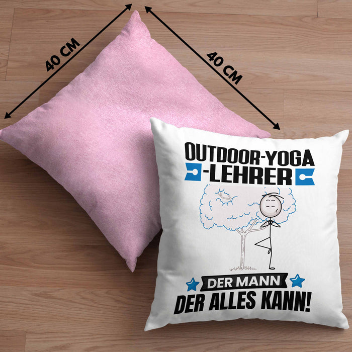 Outdoor-Yoga-Lehrer Kissen mit Füllung 40x40 Geschenk für Outdoor-Yoga-Lehrer Der Mann Der Alles Kann Geschenkidee zum Geburtstag (Grau) Rosa Trendation