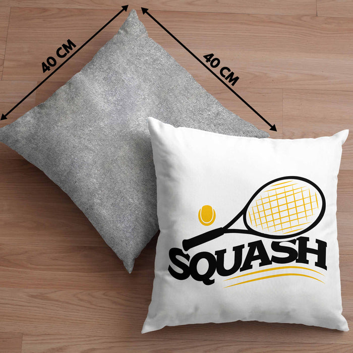 Lustige Squash-Kissen mit Füllung 40x40 Geschenk für Squash-Spieler (Grau) Grau Trendation