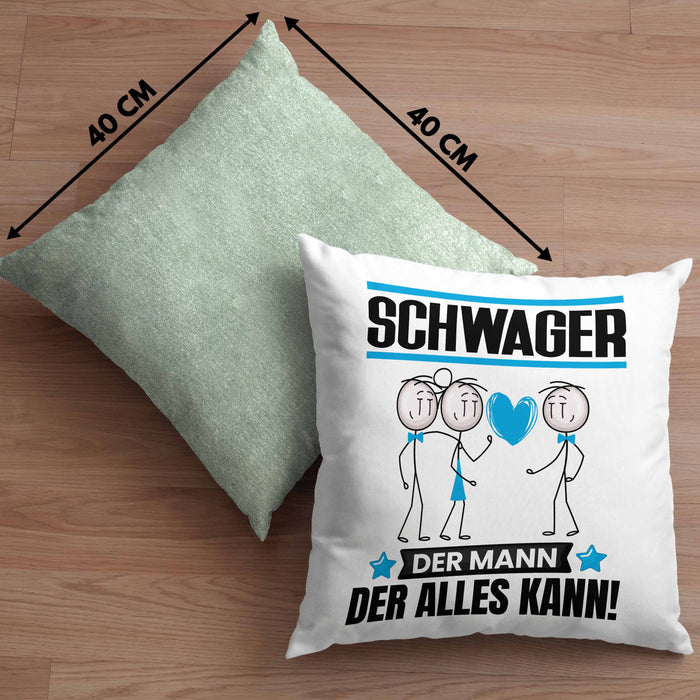 Schwager Kissen mit Füllung 40x40 Geschenk für Schwager Der Mann Der Alles Kann Geschenkidee zum Geburtstag (Grau) Grün Trendation