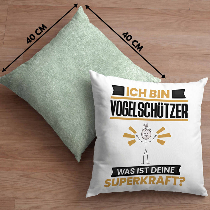Vogelschützer Kissen mit Füllung 40x40 Geschenk für Vogelschützer Geburtstag Lustiger Spruch Was Ist Deine Superkraft (Grau) Grün Trendation