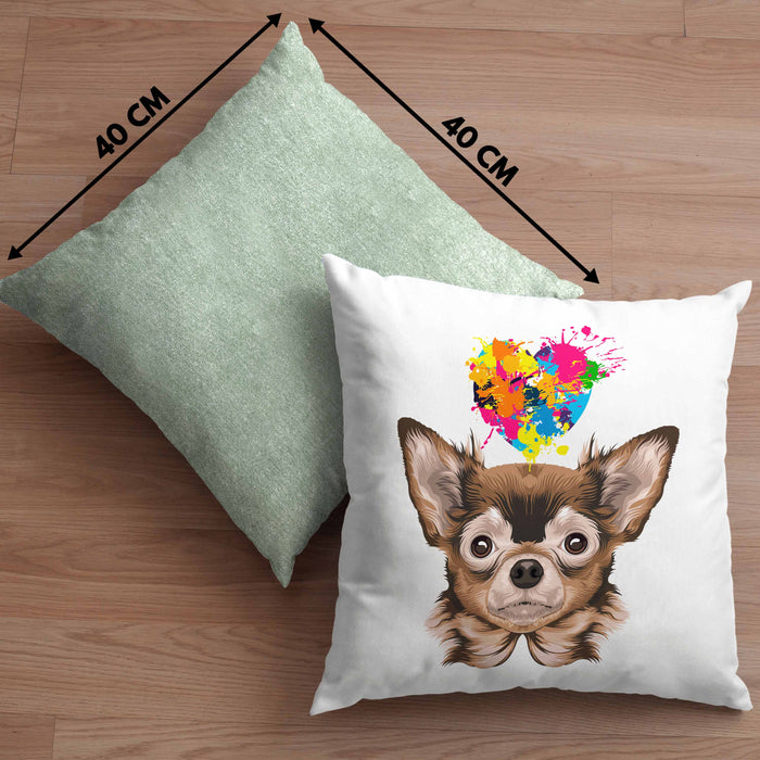 Chihuhahua Mama Besitzer Kissen mit Füllung 40x40 Geschenkidee Frauchen Herrchen Herz (Grau) Grün Trendation