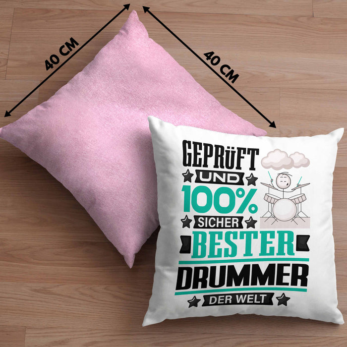 Drummer Geschenk Lustiger Spruch für Drummer Geschenkidee Bester Drummer Der WeltKissen mit Füllung 40x40 (Grau) Rosa Trendation