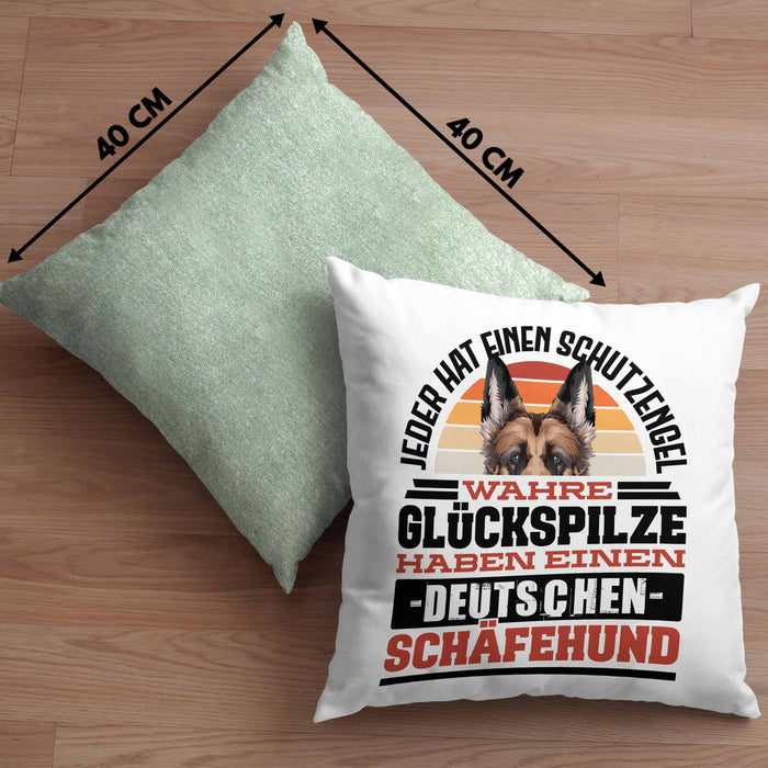 Deutscher Schäferhund Kissen mit Füllung 40x40 Geschenkidee Schäferhund Besitzer Schutzengel (Grau) Grün Trendation