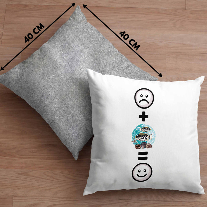 Fisch Kissen mit Füllung 40x40 Geschenk für Aquaristen Aquarium :( + Fische = :) Lustige Geschenkidee Geburtstag (Grau) Grau Trendation