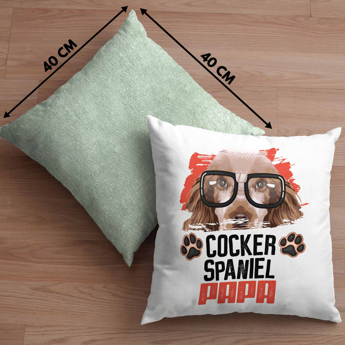 Cocker Spaniel Papa Besitzer Kissen mit Füllung 40x40 Geschenk Lustiger Spruch Geschenkidee Cocker Spaniel Liebhaber (Grau) Grün Trendation
