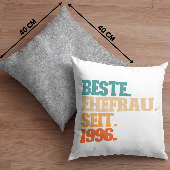 Beste Ehefrau Seit 1996 Geschenk JahrestagKissen mit Füllung 40x40 (Grau) Grau Trendation