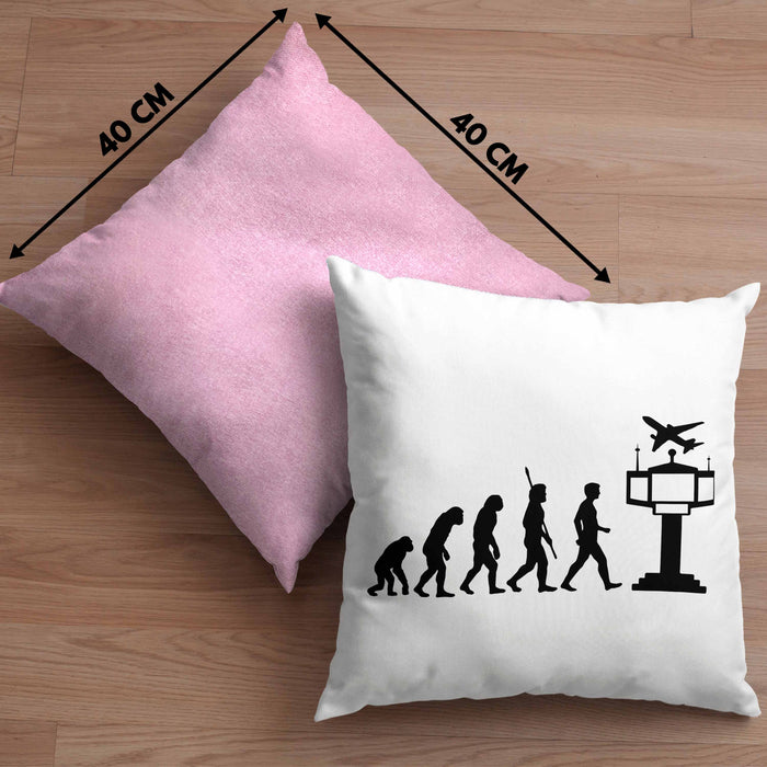 Fluglotse Kissen mit Füllung 40x40 Geschenk Flughafen Arbeiter Geschenkidee Evolution (Grau) Rosa Trendation
