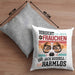 Jack Russell Besitzerin Frauchen Kissen mit Füllung 40x40 Geschenk Lustiger Spruch Geschenkidee Vorsicht Vor Dem Frauchen (Grau) Grau Trendation