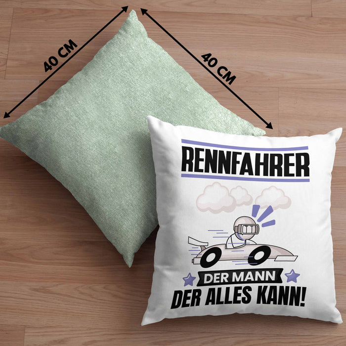 Rennfahrer Kissen mit Füllung 40x40 Geschenk für Rennfahrer Der Mann Der Alles Kann Geschenkidee zum Geburtstag (Grau) Grün Trendation