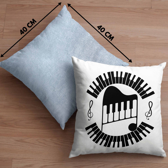 Piano-Spieler Kissen mit Füllung 40x40 Geschenk Klavier Geschenkidee Flügel Musiker Klavier Klavier-Spieler (Grau) Blau Trendation