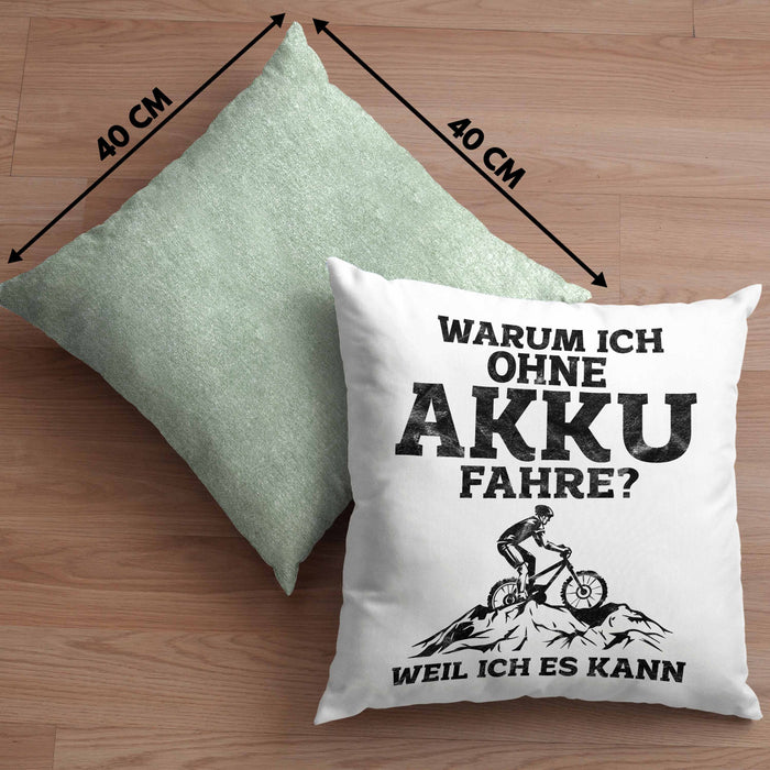 Lustige Geschenkidee Radfahrer Kissen mit Füllung 40x40 Anti-E-Bike Spruch (Grau) Grün Trendation