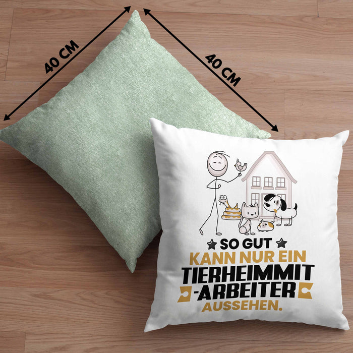 Tierheimmitarbeiter Geschenk Kissen mit Füllung 40x40 So Gut Kann Nur Ein Tierheimmitarbeiter Aussehen Geschenkidee (Grau) Grün Trendation