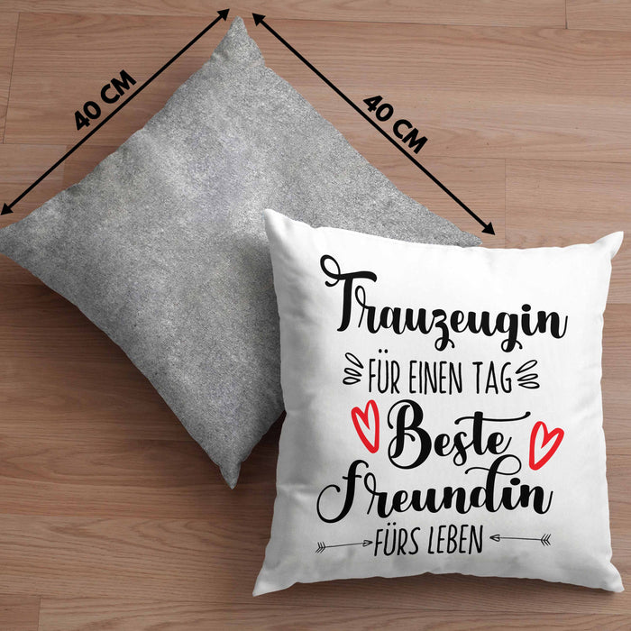 Trauzeugin Kissen mit Füllung 40x40 Geschenk Beste Freundin Überraschung Beste Trauzeugin Spruch Geschenkidee (Grau) Grau Trendation