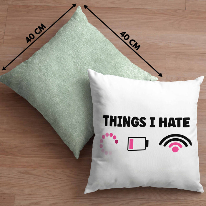 Lustige Programmiererin Computer Gaming Geschenk Kissen mit Füllung 40x40 Things I Hate Geschenkidee (Grau) Grün Trendation