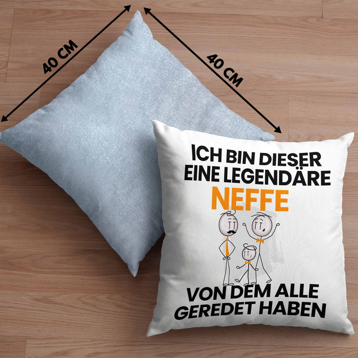 Neffe Geschenk Kissen mit Füllung 40x40 Lustige Geschenkidee Geburtstag für Neffe Ich Bin Dieser Legendäre Neffe Von Dem Alle Geredet Haben (Grau) Blau Trendation