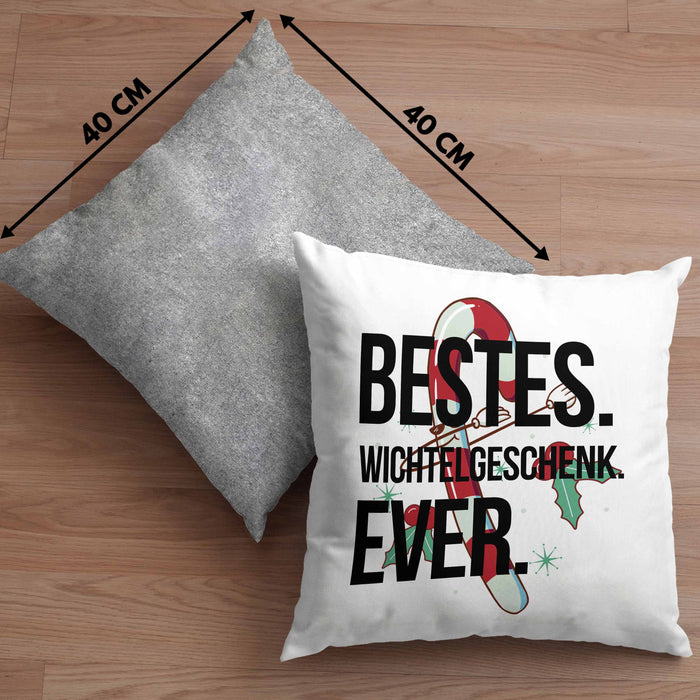 Schrott-Wichtelgeschenk für Frauen Kollegen Geschenk Wichteln Weihnachten Bestes Wichtelgeschenk Ever geschenkidee SchrottwichtelnKissen mit Füllung 40x40 (Grau) Grau Trendation