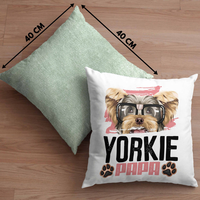 Yorkie Papa Besitzer Kissen mit Füllung 40x40 Geschenk Lustiger Spruch Geschenkidee Yorkie Liebhaber (Grau) Grün Trendation