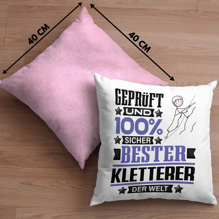 Kletterer Geschenk Lustiger Spruch für Kletterer Geschenkidee Bester Kletterer Der WeltKissen mit Füllung 40x40 (Grau) Rosa Trendation