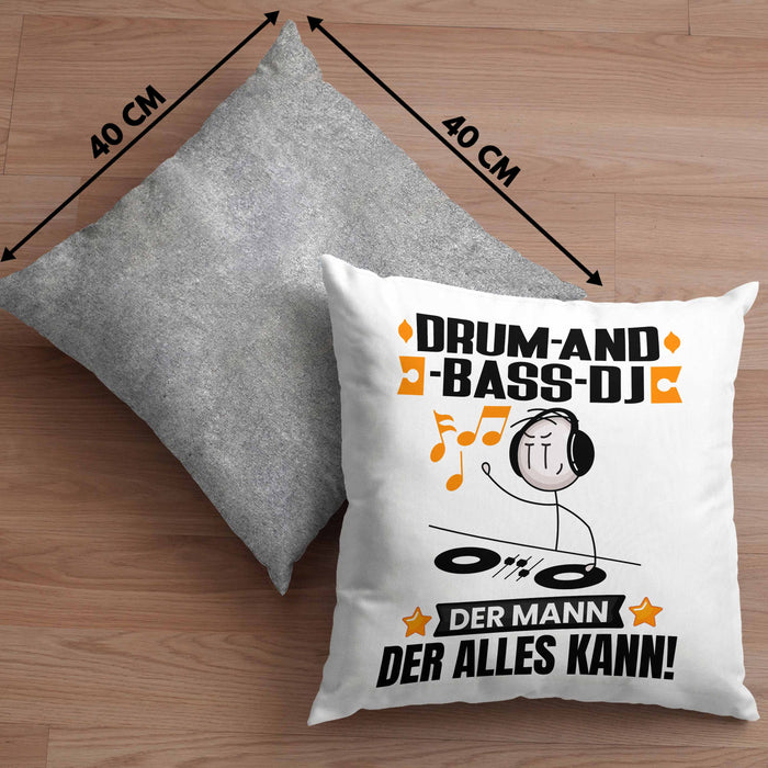 Drum-and-Bass-DJ Kissen mit Füllung 40x40 Geschenk für Drum-and-Bass-DJ Der Mann Der Alles Kann Geschenkidee zum Geburtstag (Grau) Grau Trendation