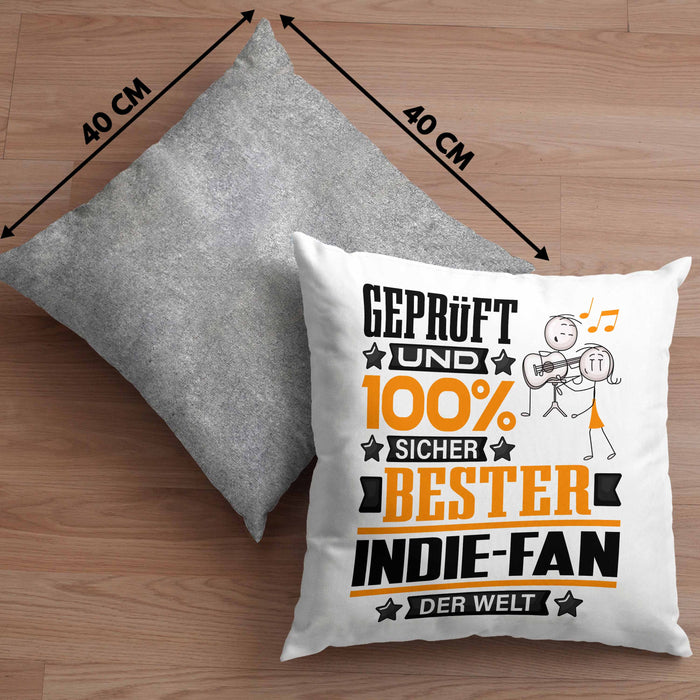 Indie-Fan Geschenk Lustiger Spruch für Indie-Fan Geschenkidee Bester Indie-Fan Der WeltKissen mit Füllung 40x40 (Grau) Grau Trendation