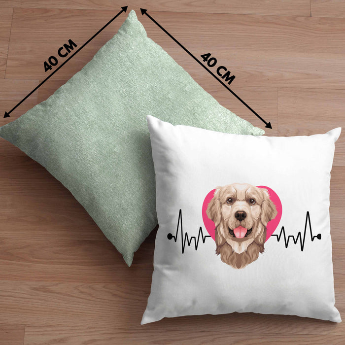 Golden Retriever Besitzer Kissen mit Füllung 40x40 Geschenk Lustiger Spruch Geschenkidee Herzschlag Golden Retriever (Grau) Grün Trendation