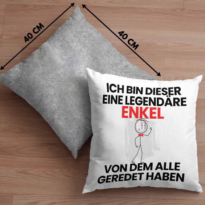 Enkel Geschenk Kissen mit Füllung 40x40 Lustige Geschenkidee Geburtstag für Enkel Ich Bin Dieser Legendäre Enkel Von Dem Alle Geredet Haben (Grau) Grau Trendation