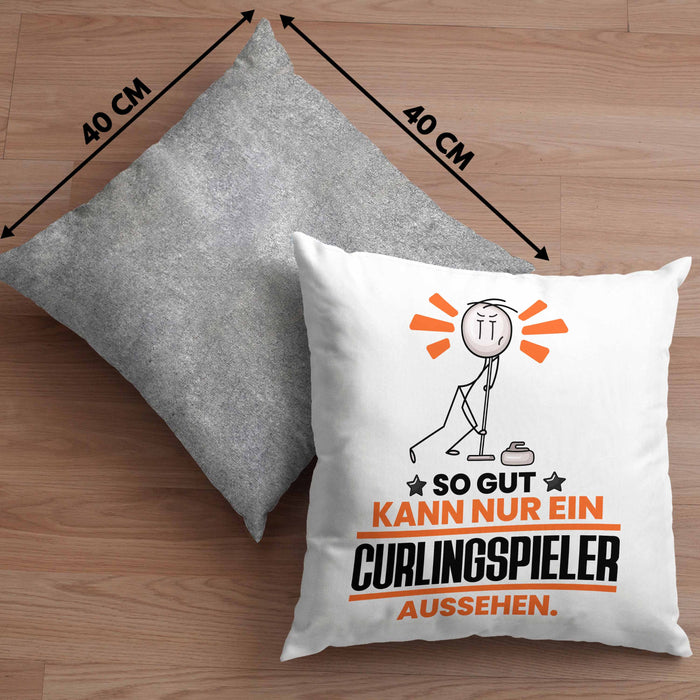Curlingspieler Geschenk Kissen mit Füllung 40x40 So Gut Kann Nur Ein Curlingspieler Aussehen Geschenkidee (Grau) Grau Trendation