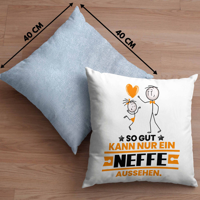 Neffe Geschenk Kissen mit Füllung 40x40 So Gut Kann Nur Ein Neffe Aussehen Geschenkidee (Grau) Blau Trendation