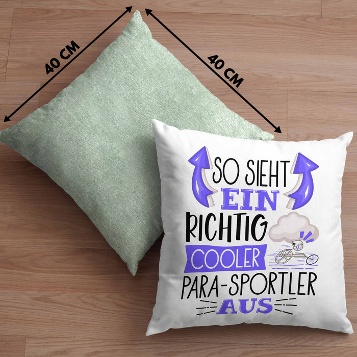 So Sieht Ein Richtig Cooler Para-Sportler Aus Geschenk Kissen mit Füllung 40x40 Lustiger Spruch Geschenkidee (Grau) Grün Trendation