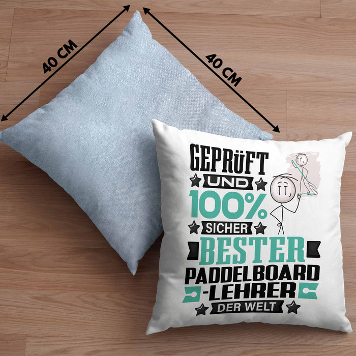 Paddelboard-Lehrer Geschenk Lustiger Spruch für Paddelboard-Lehrer Geschenkidee Bester Paddelboard-Lehrer Der WeltKissen mit Füllung 40x40 (Grau) Blau Trendation