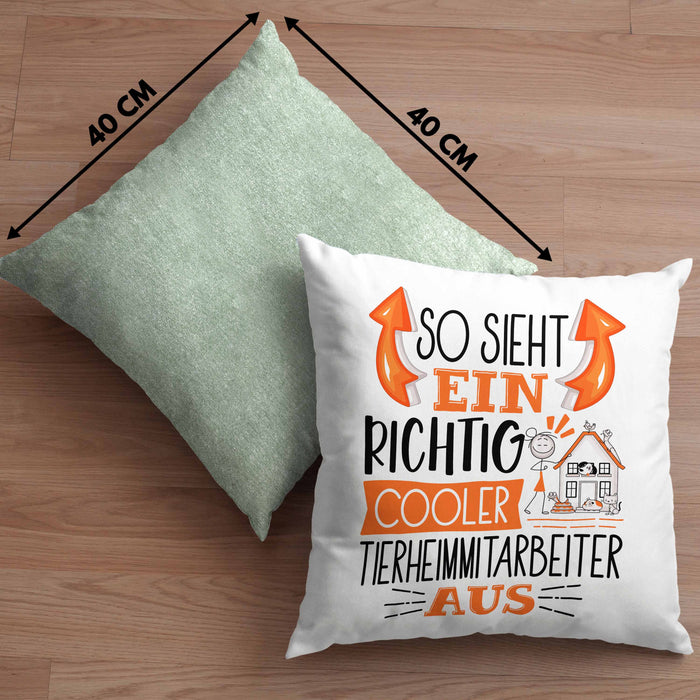 Tierheimmitarbeiter Kissen mit Füllung 40x40 So Sieht Ein Richtig Cooler Tierheimmitarbeiter Aus Geschenk Lustiger Spruch Geschenkidee (Grau) Grün Trendation