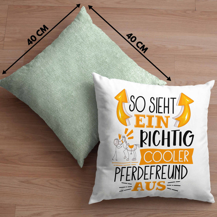 Pferdefreund Kissen mit Füllung 40x40 So Sieht Ein Richtig Cooler Pferdefreund Aus Geschenk Lustiger Spruch Geschenkidee (Grau) Grün Trendation