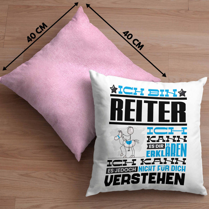 Reiter Geschenk Kaffee-Kissen mit Füllung 40x40 Geschenkidee für Reiter Ich Bin Reiter Ich Kann Es Dir Erklären Jedoch Nicht Für Dich Verstehen Spruch Lustig (Grau) Rosa Trendation