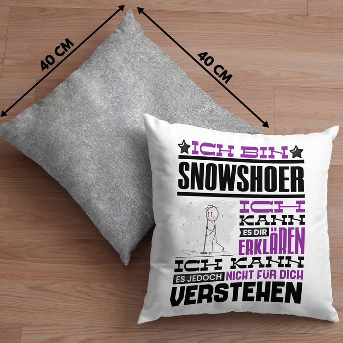Snowshoer Geschenk Kaffee-Kissen mit Füllung 40x40 Geschenkidee für Snowshoer Ich Bin Snowshoer Ich Kann Es Dir Erklären Jedoch Nicht Für Dich Verstehen Spruch Lustig (Grau) Grau Trendation