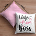 Wife Mom Boss Kissen mit Füllung 40x40 Geschenk Mutter Mama zum Muttertag Muttertagsgeschenk (Grau) Rosa Trendation