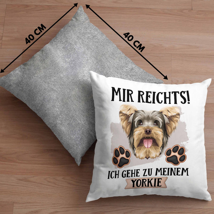 Yorkie Besitzer Kissen mit Füllung 40x40 Geschenk Lustiger Spruch Geschenkidee Mir Reichts Ich Geh Zu Meinem Yorkie (Grau) Grau Trendation