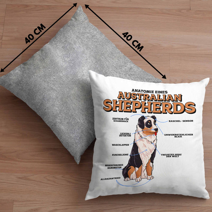 Lustige Kissen mit Füllung 40x40 für Australian Shepherd Liebhaber Geschenkidee (Grau) Grau Trendation